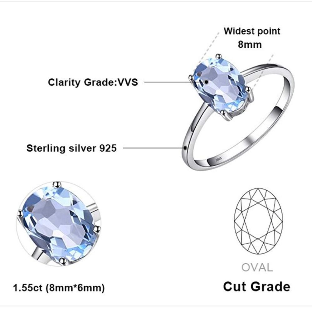 💎 1.55ct Blue Topaz Ring - 925 Sterling Silver - Picture 6 of 7